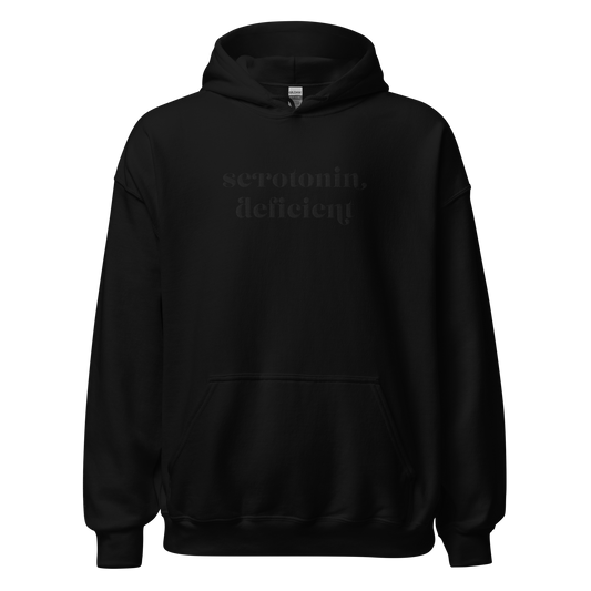 Serotonin Deficient BLACK ON BLACK embroidery [ hoodie ]